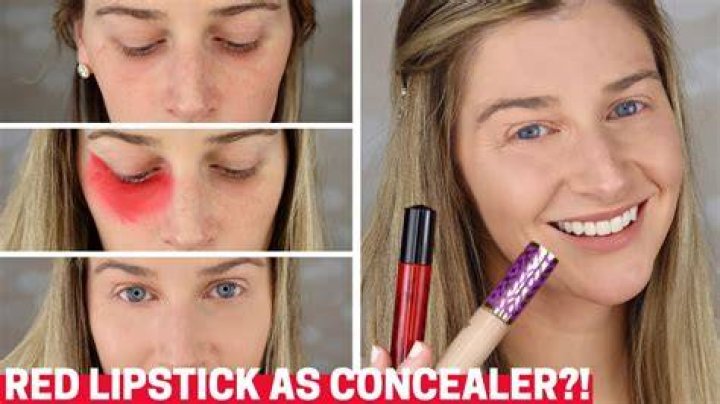 How does red lipstick cover dark circles?