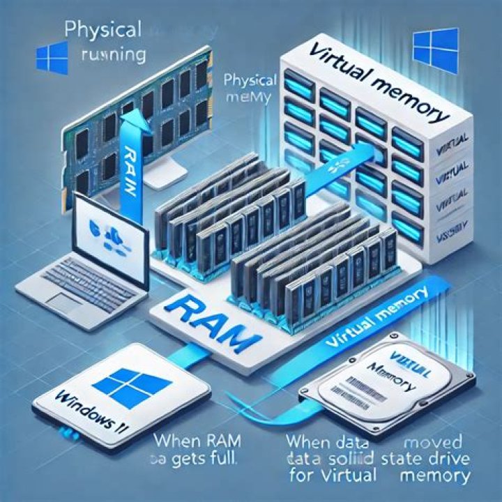 Is virtual memory stored on a RAM chip?